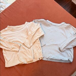 Wild Wawa 3/4 Sleeve Tops - Cream and Light Blue size 2-3yrs.